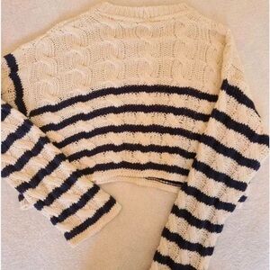 Bershka Cream and Black Striped Sweater